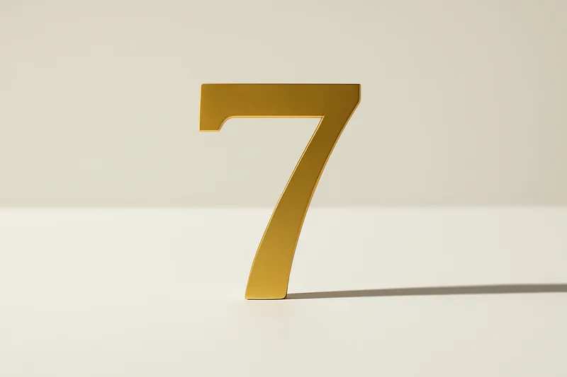 Large golden seven slot symbol on cream background with soft shadow